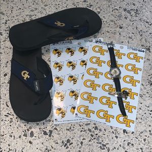 GT🐝 flip flops, stickers, watch, hair clip